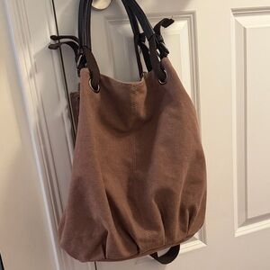 Brown Suede Tote Bag it’s super cute adjustable straps
